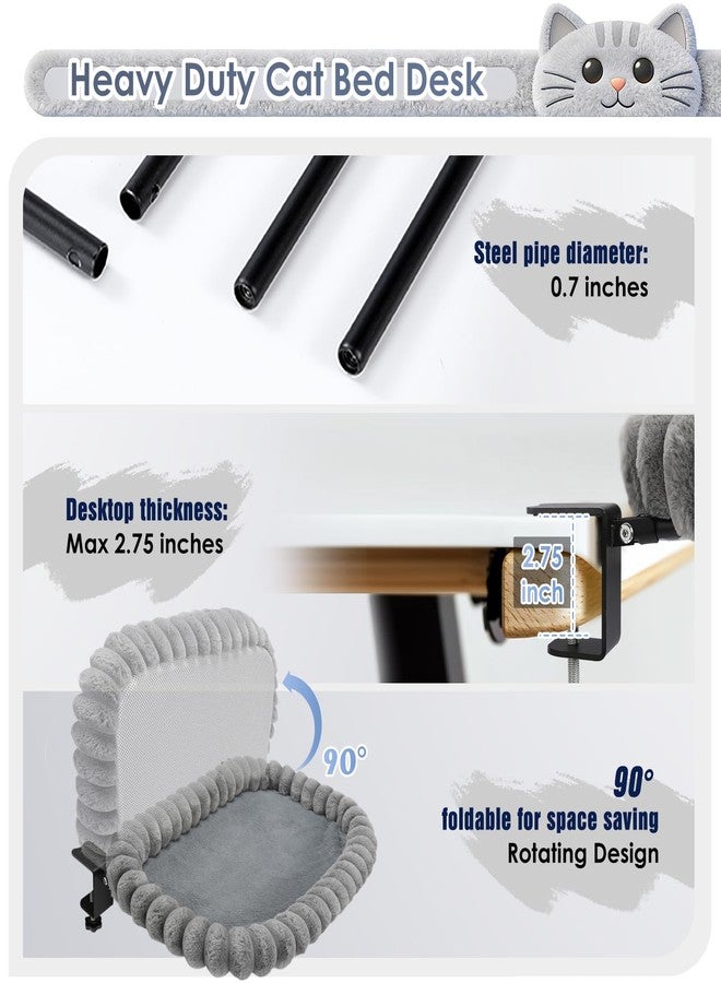 IPOW Cat Desk Bed Heavy Duty Steel Frame Supports up to 50lbs & 90°Foldable Space-Saving with Soft Ultra-Plush Faux Fur for Small Medium Large Cats - Image 5